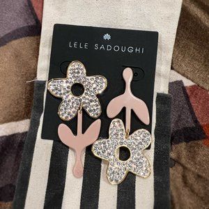 LELE SADOUGHI Peach Crystal Flower Stem Earrings